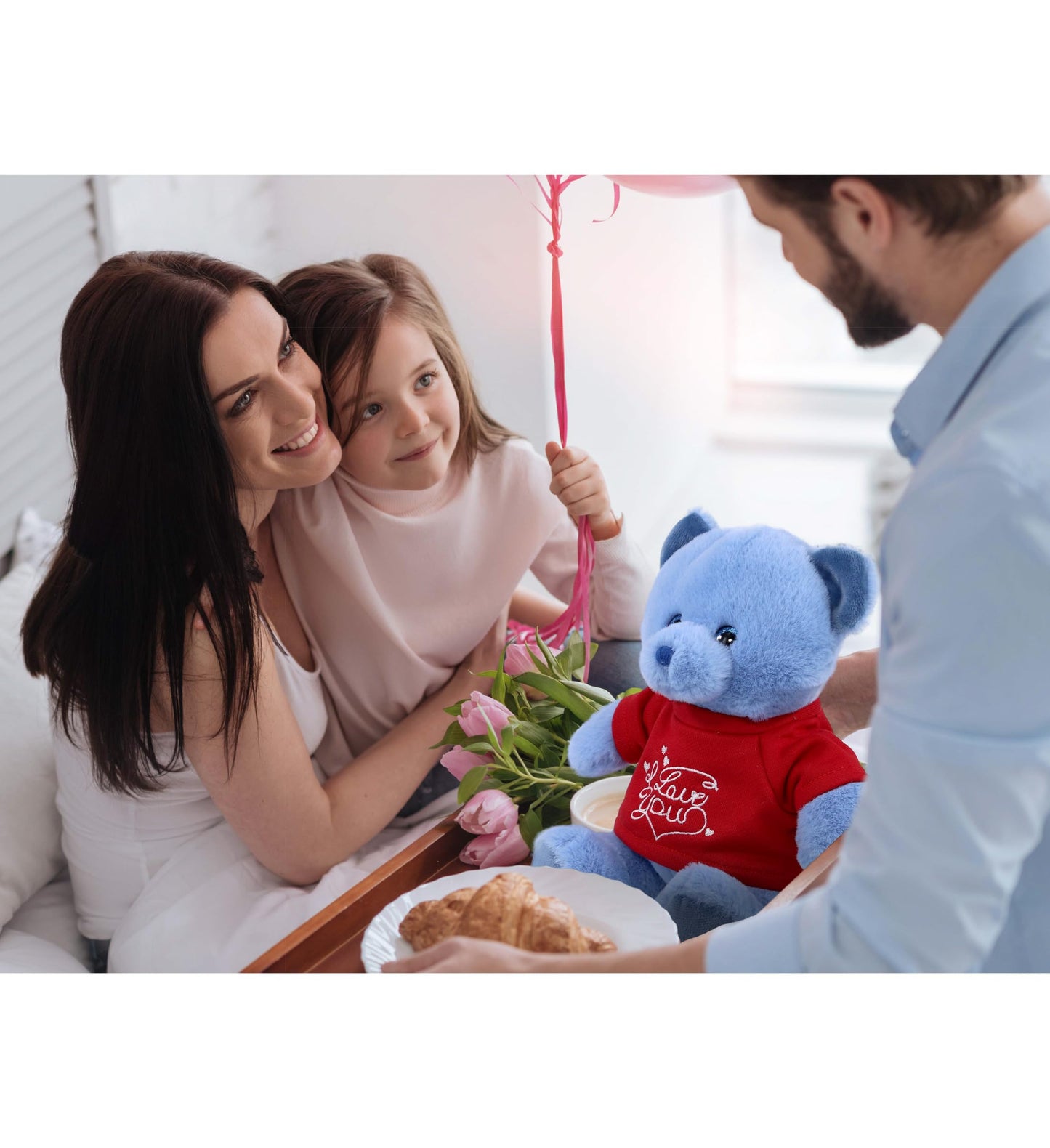DolliBu I Love You Super Soft Baby Blue Bear Plush- Cute Stuffed Blue Bear Animal with Red Shirt for Valentine, Anniversary, Romantic Date, Boyfriend, or Girlfriend Gift - 8 inches