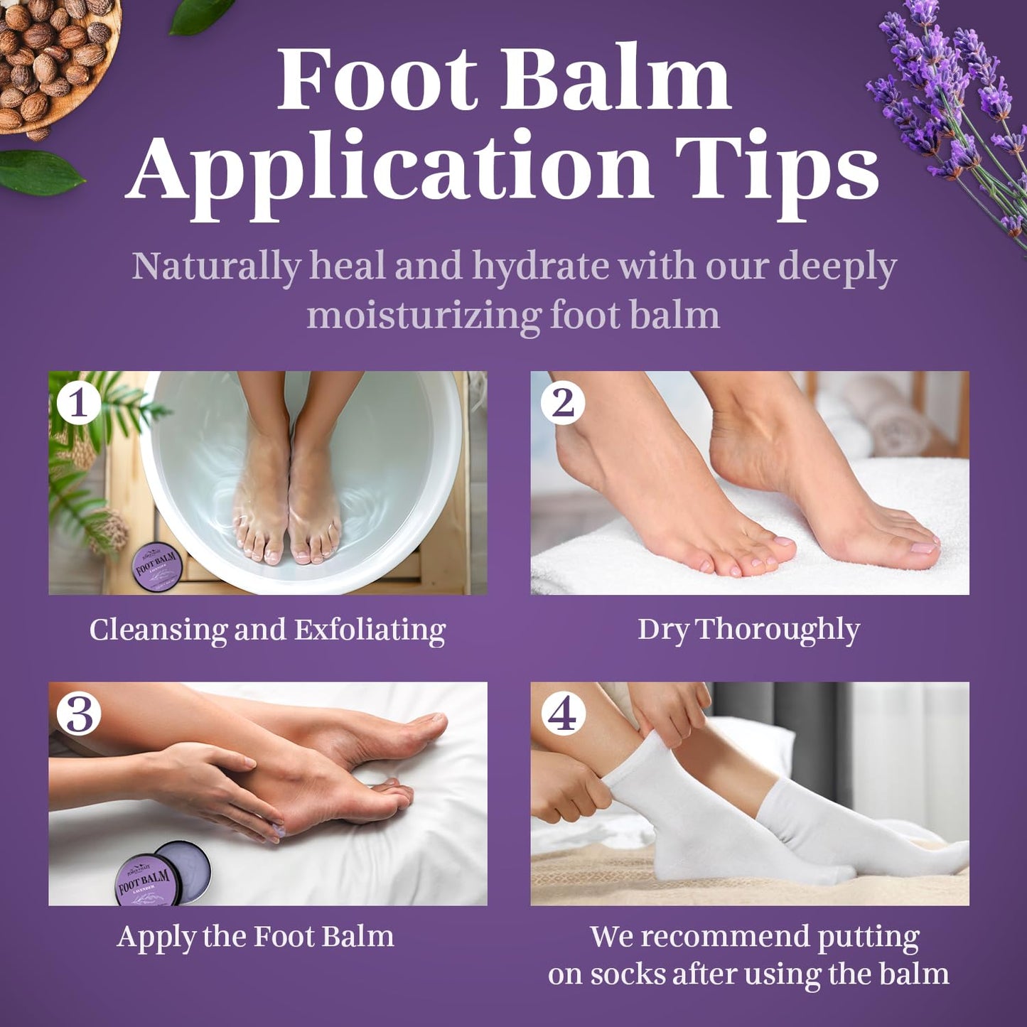 Pumice Valley Foot Balm Cream for Dry Cracked Heels and Feet - Natural Foot Moisturizer Balm for Calluses and Dry Feet Treatment