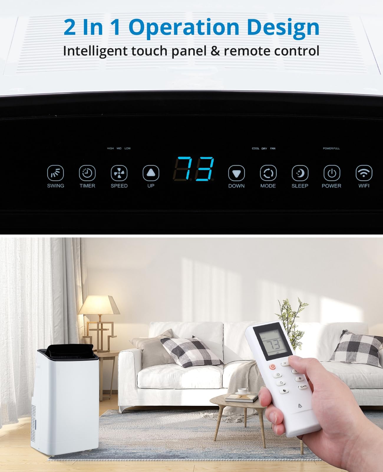 Garvee 14000 BTU Portable Air Conditioner for Rooms up to 750 Sq. Ft, 3-in-1 AC Unit with Cooling, Dehumidifier & Fan, 3 Fan Speeds, 24H Timer, Energy-Saving, Remote & Window Kit, Black Top