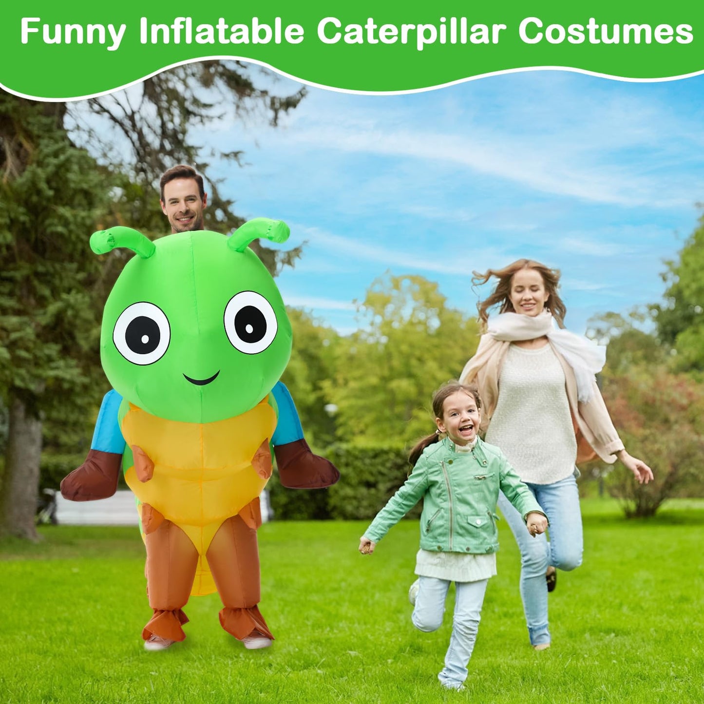 Acekar Inflatable Costume For Adults,Inflatable Caterpillar Riding Costume,Halloween Blow up Costume for Women Men Cosplay Parties