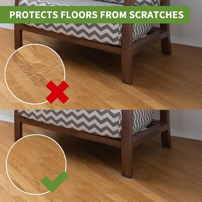 COVERCORNER Non Slip Furniture Pads 60 PCS 1'' Square - Anti Slip Furniture Pads - Self Adhesive Rubber Feet Furniture Feet - Chair Leg Floor Protectors - Keep Furniture in Place