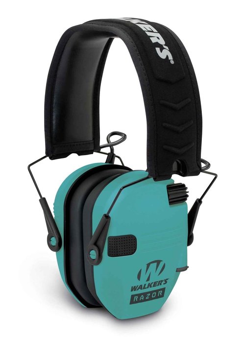 Walker's Razor Slim Electronic Muff Light Teal Razor Walkie Talkie Handsfree Communication, Black