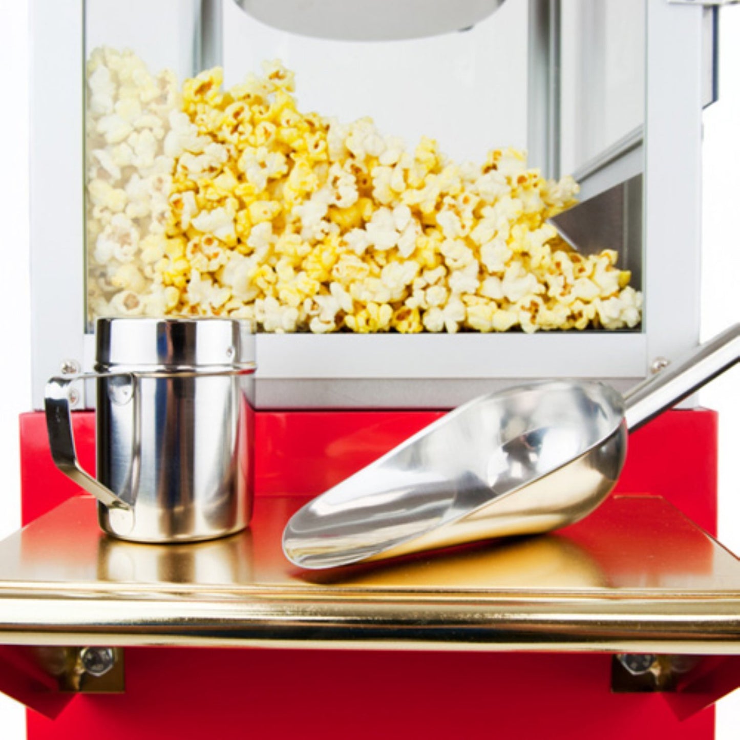 Funtime Sideshow Popper 4-Ounce Hot Oil Popcorn Machine with Cart, Red/Gold