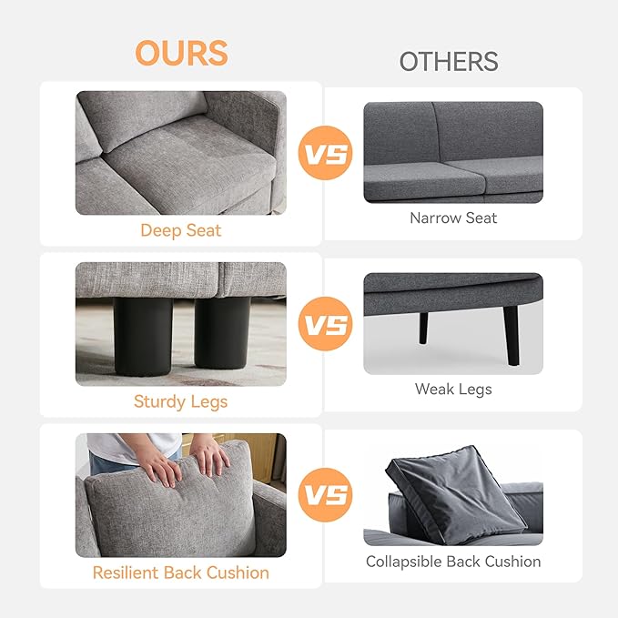 WUTUTUEE 107”Modular Sectional Sofa Convertible U Shaped Sofa Couch Set with Storage for Living Room, Modern 6 Seater Modular Sectional Couch with Movable Ottoman, Chenille(Light Grey)