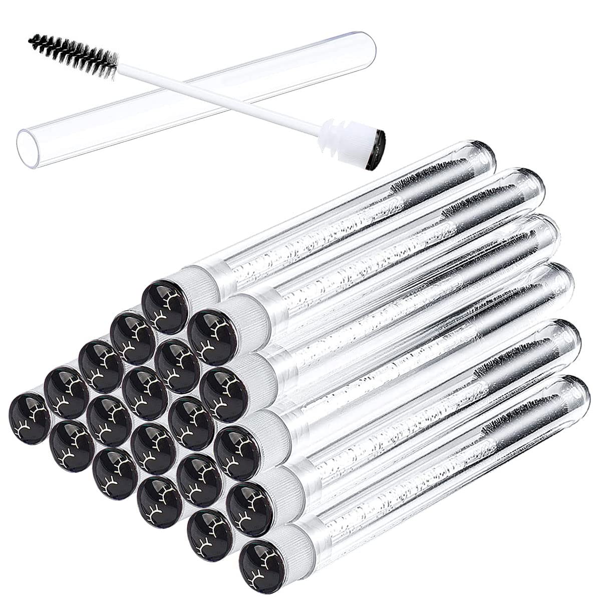 Disposable Mascara Brushes Tubes Set 20 Pieces Empty Tubes with 20 Pieces Eyelash Brushes for Eyelash Extension Lash Mascara Wan