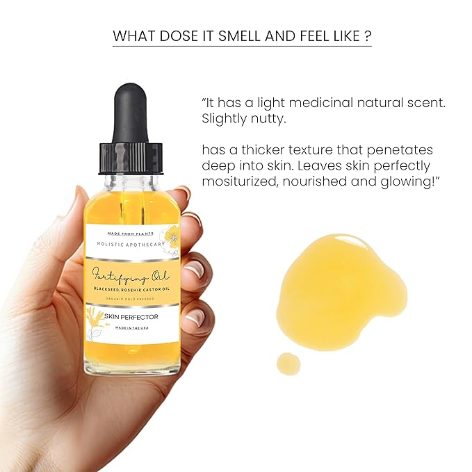 2 FL OZ Black Seed, Rosehip, Castor Oil Organic Cold Pressed Fortifying Miracle Facial Moisturizer Face Oil Anti-Aging, Nourishing, Hydrates Dry Skin Glass Bottle Hexane Free