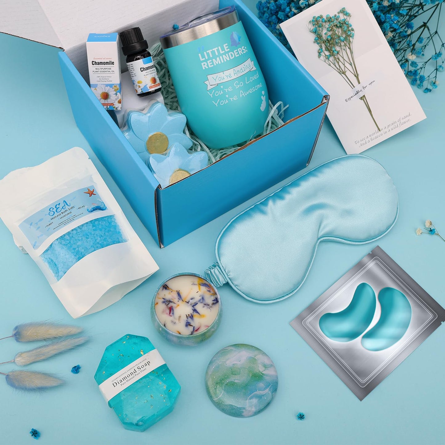 TOPPTIK Birthday Gifts Basket for Women, Relaxtion Spa Set, Self Care Kit for Women, Gifts Boxes for Her, Mother, Wife, Friend, Sister, Girlfriend