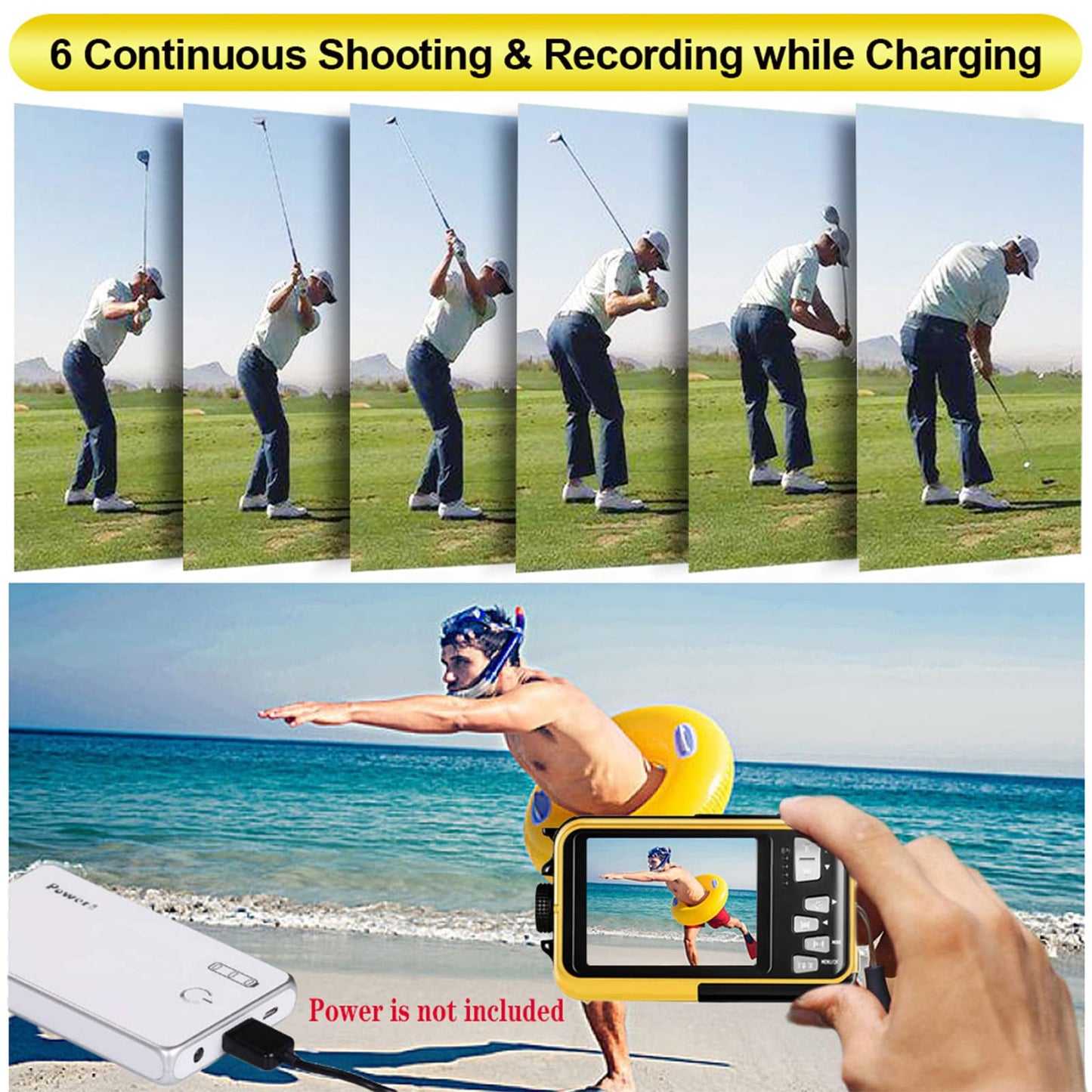 Waterproof Digital Camera Underwater Camera Full Hd 2.7K 48 Mp Video Recorder Selfie Dual Screens 16X Digital Zoom Flashlight Wa