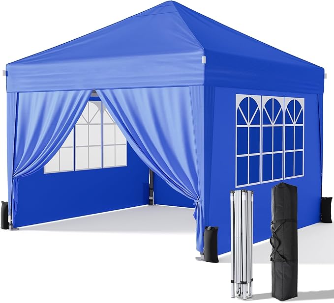 Driftalia 10x10 Pop Up Canopy with Sidewalls, Outdoor Instant Canopy Tent with Carry Bag for Commercial Events, Camping, B...