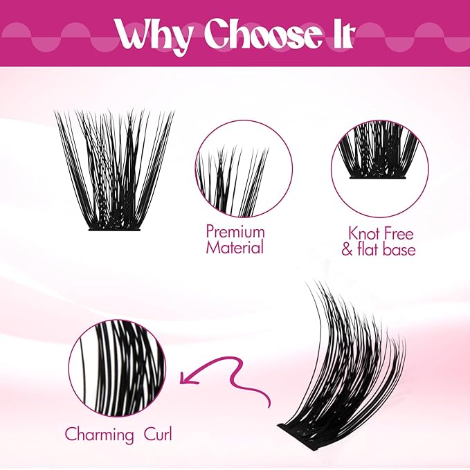 Lash Clusters 80D 255pcs 10-18mm Mixed Tray 3D Effect Fluffy Cluster Lashes D Curl Wispy Individual Lashes False Mink Eyelashes DIY Flat Lash Extension Individual Lashes Cluster (80D-0.07-D,10-18mm)