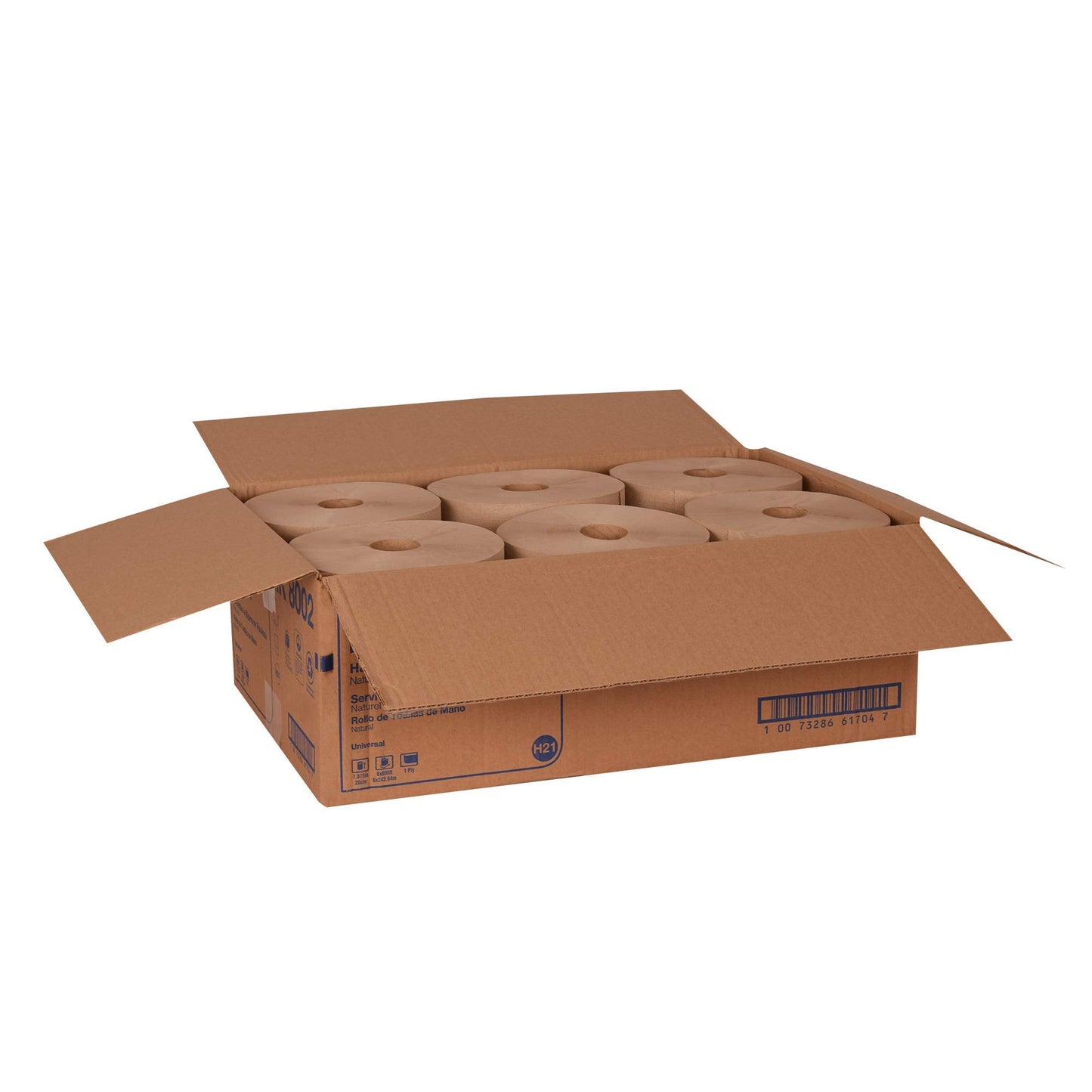 Tork Natural Paper Hand Towel Roll H21 100% Recycled Fiber, Universal Fit 6 Rolls x 800 Ft (RK8002)