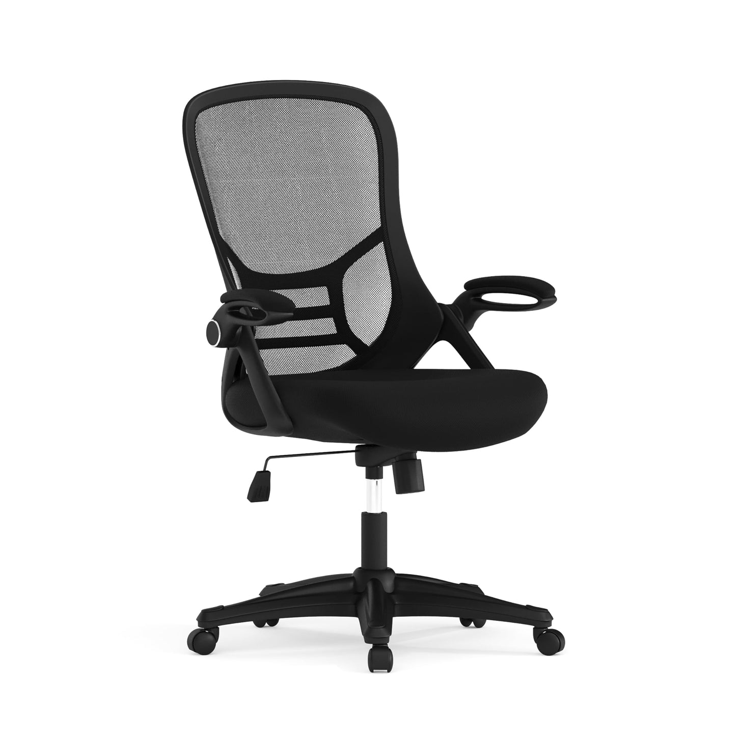 Flash Furniture Porter High Back Black Mesh Ergonomic Swivel Office Chair with Black Frame and Flip-up Arms