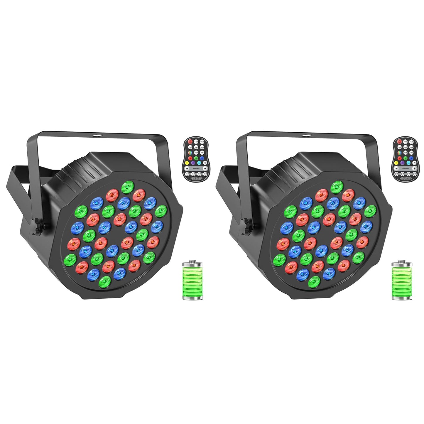 Zemoj 2Pcs 36 Led Par Light, 36W Rechargeable Stage Lights Rgb Dmx Remote Control Battery Powered Uplights For Events Wedding Dj