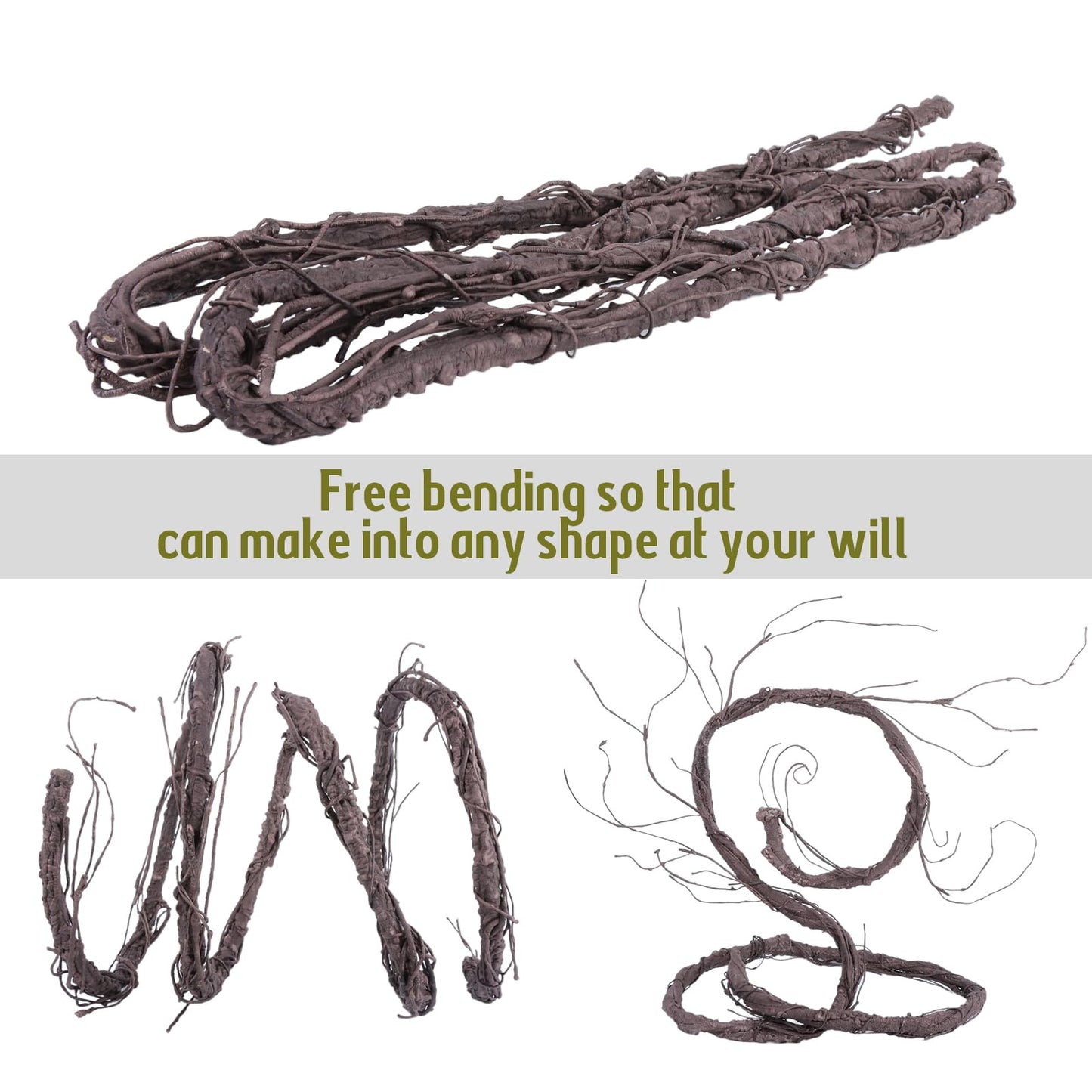CONGZHANHH 118" Flexible Large Artificial Fake Reptile Plants Tree Branches Twigs Cherry Blossom Liana Wall Hanging Wreath Trunk Stick Vines Garland Wedding Garden X'Mas Halloween Jungle Decoration