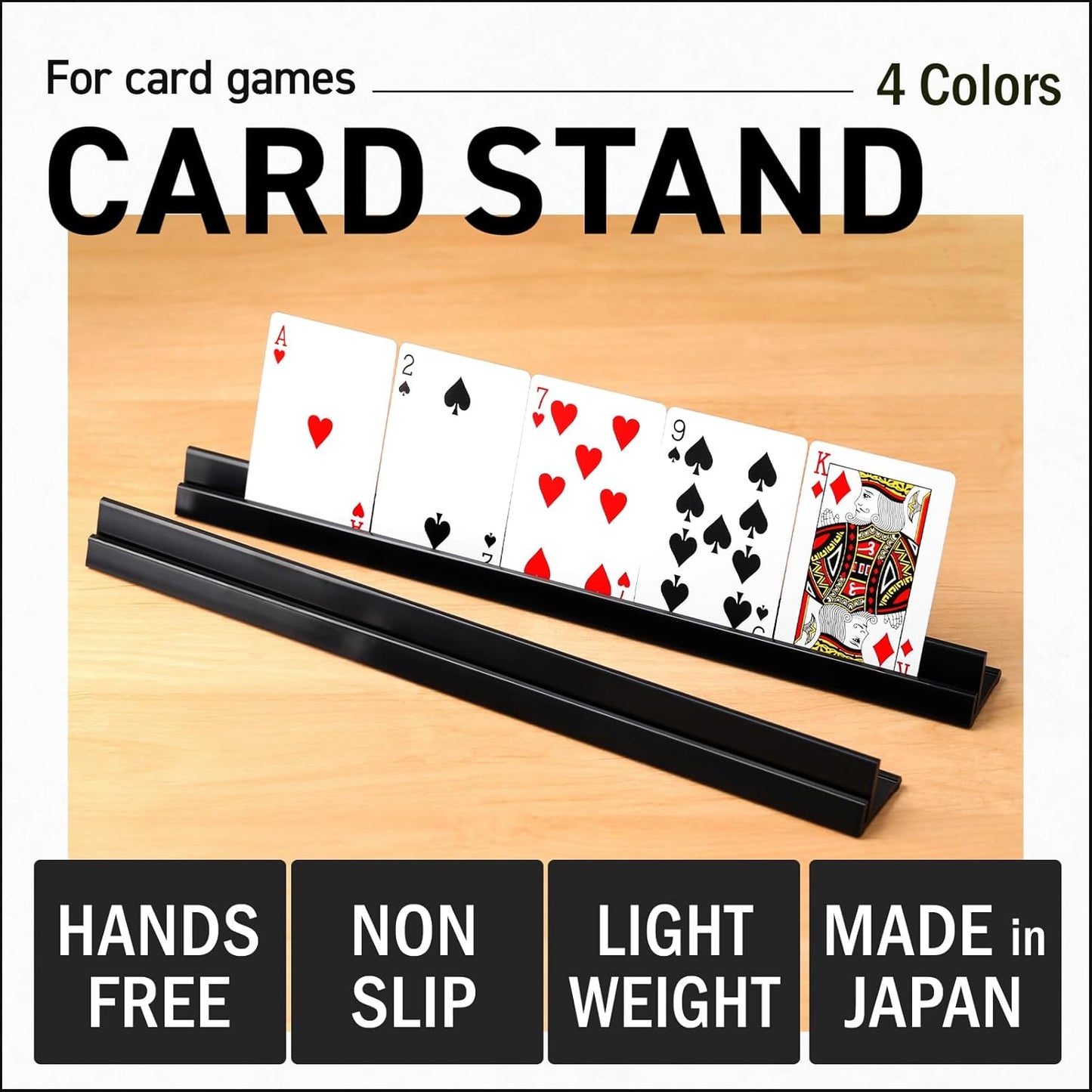 Lightweight Non-Slip Card Holder Stand – Set of 4, 13.4 Inches – Made in Japan for Card Games and TCG, Anti-Skid Base (4 Pack-White)