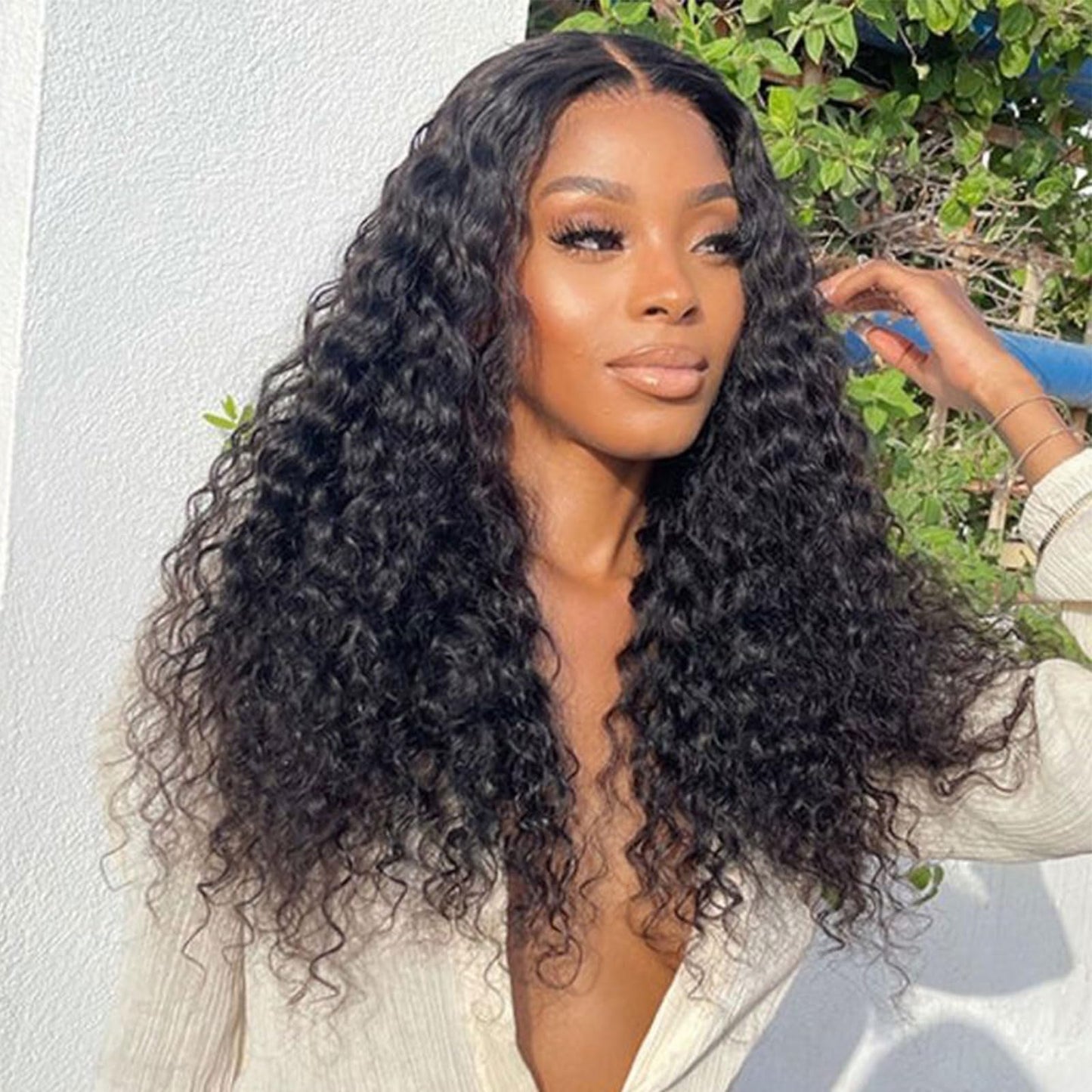 DSEKCAIN HD Frontal Deep Wave 13x6 Frontal HD Lace Deep Wave 18 Inch Human Hair Transparent Lace Closure Big Space Long Departin