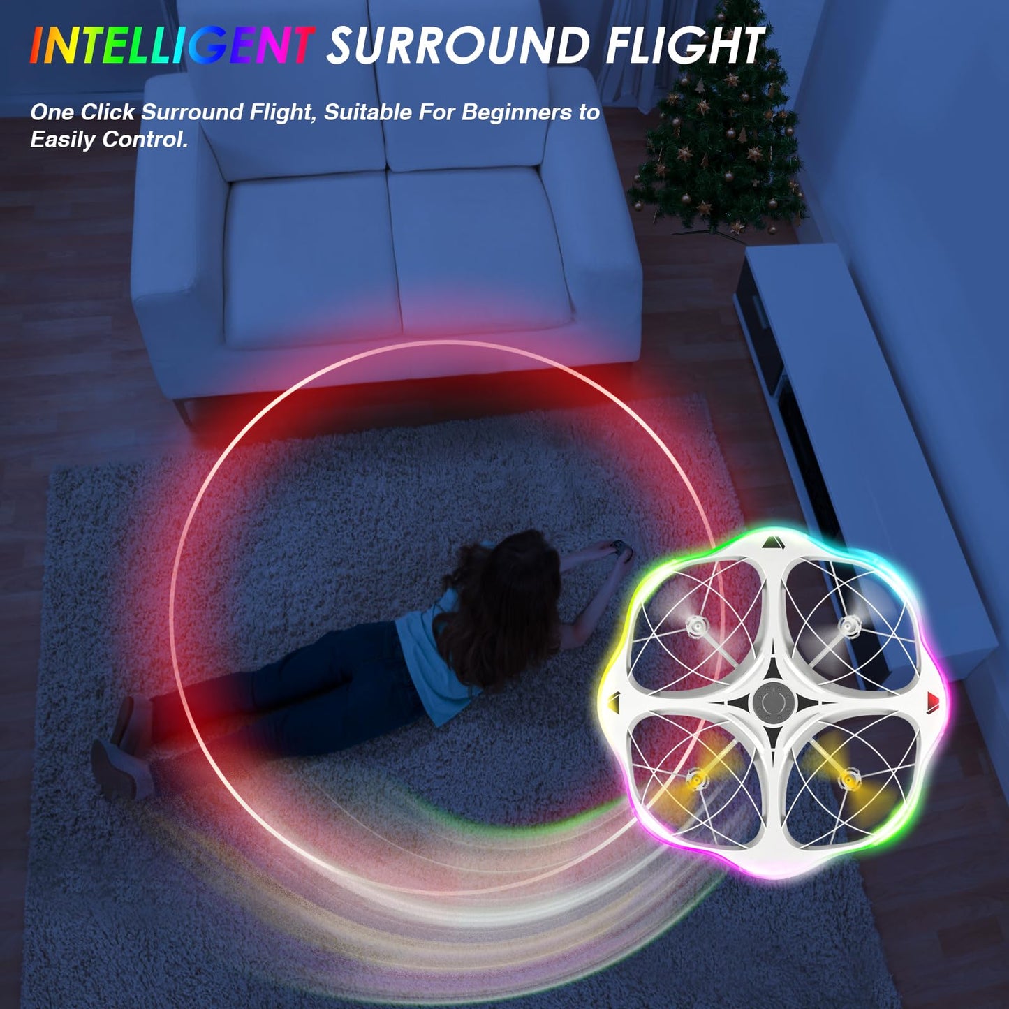 Lawfig Mini Drone for Kids and Beginners, 2024 RC Plane Helicopter Quadcopter Aircraft with Coolful RC Light, Remote Control Airplane with 360° Flip, Surround Flight, Kids Gift Toys for Boys and Girls