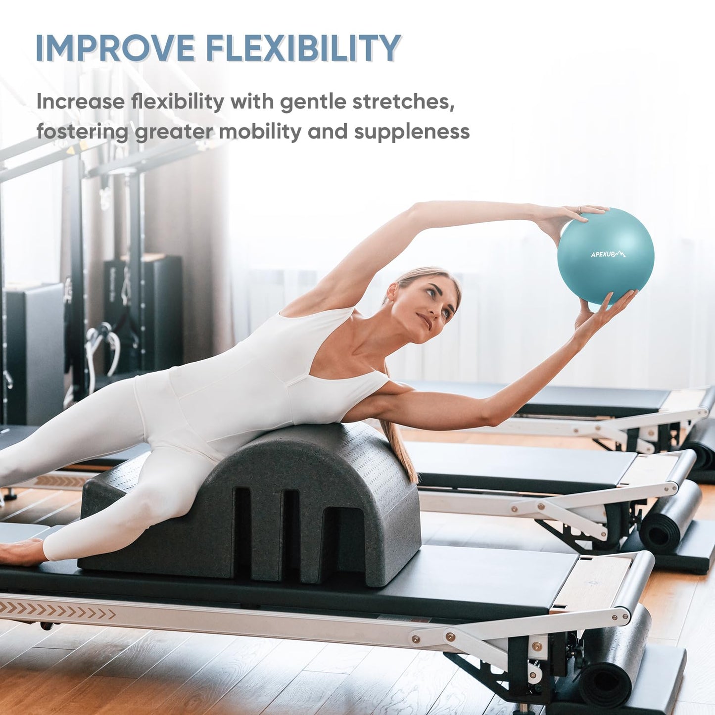 APEXUP Yoga Ball Exercise Ball, Heavy Duty Pilates Ball for Fitness, Balance, Core Workout, Physical Therapy (XXS (9") 23cm, Light Blue)