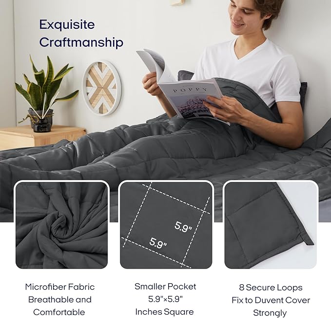 ZonLi Weighted Blanket for Adults (80"x87", 20lbs, Dark Grey) King Size High Breathability Cooling Heavy Blanket, Soft Material with Premium Glass Beads, All-Season, Easy Care