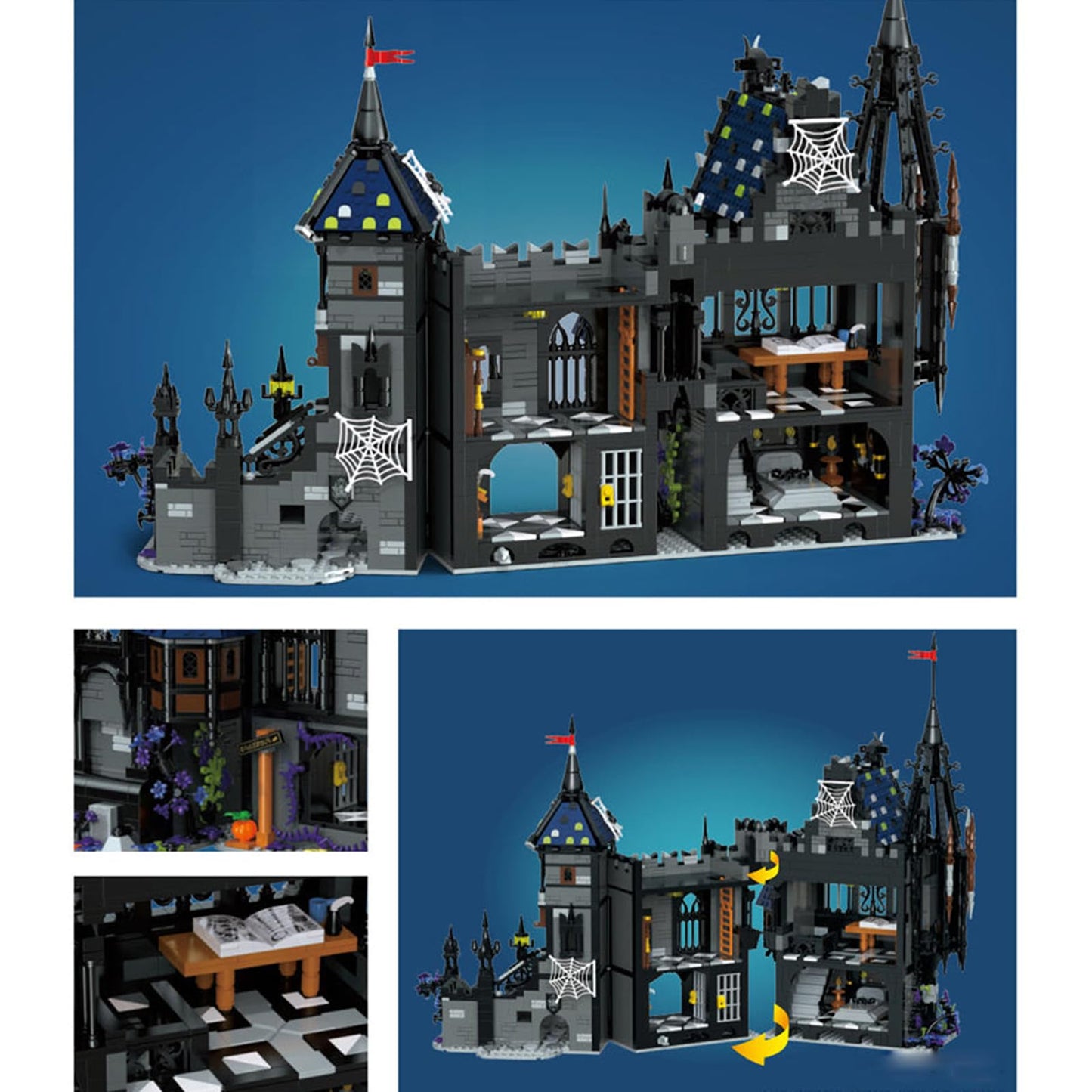AOUHMN Halloween Vampire Bat House: Dracula's Castle Building Set for Adult, Buildable a Halloween Atmosphere Gift Idea & Room Decor, Horror Fantasy Model for Collectible and Display, (3007 Pcs)