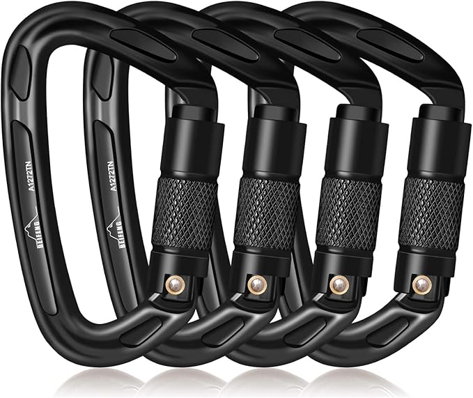 BEIFENG 25KN Auto Locking Carabiner - UIAA Certified Heavy Duty Climbing Carabiners for Rock Climbing, Camping, Rappellin...