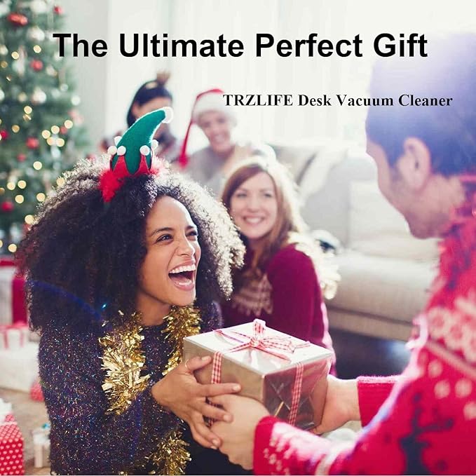 TRZLIFE Desk Vacuum Cleaner, Upgraded Mini Desktop Vacuum AA Battery More Durable Desk Accessory Sucks up Tiny Items and Crumbs from Desktop Drawer Countertop Ideal as an Easter White Elephant Gift