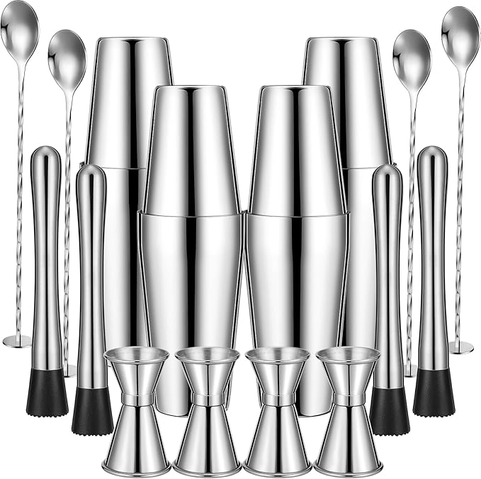 Tessco for You Cocktail Shaker Set, 16 Pcs Stainless Steel Bar Set Including Boston Shaker, Muddler, Double Measuring Jigg...