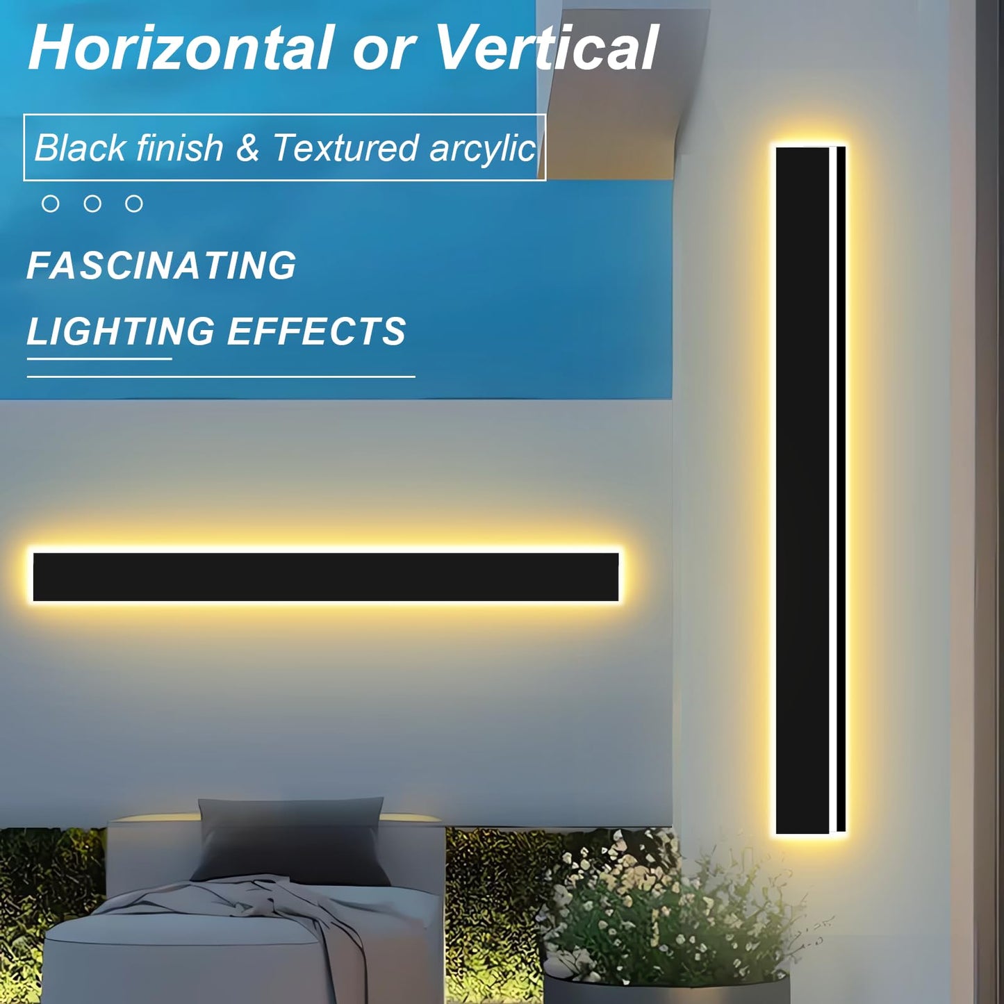 Modern Outdoor Wall Light Upgraded Widen 4.33 Inch,2PC 31in Exterior Lights,Dimmable Outside Porch Lights Fixture,Contemporary Long Garage LED Sconce Lighting for Entrance Front Door