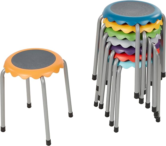 Back2School Express Blossom Stackable Stools, Flexible Seating, Assorted, 8-Piece
