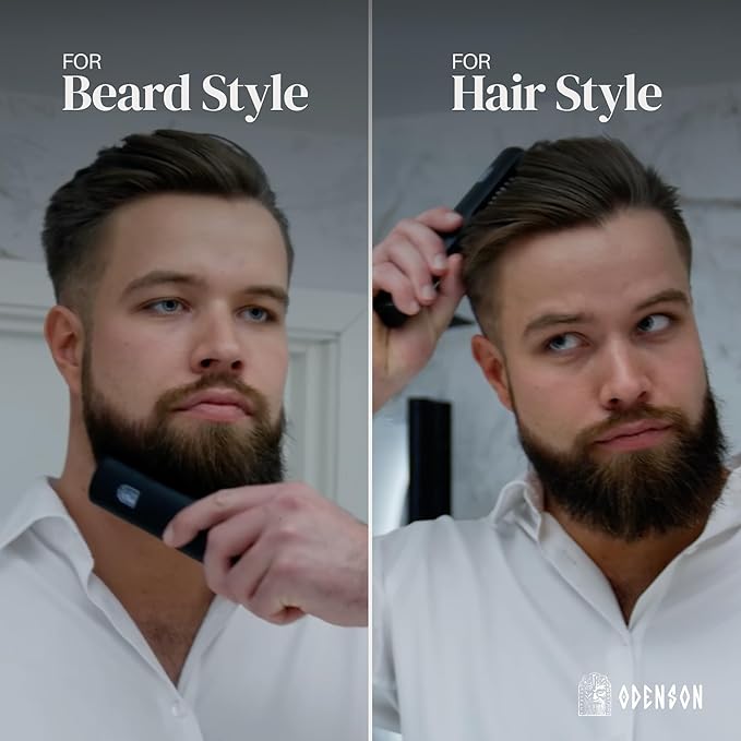 Odenson Beard Forger - Ultimate Tool, Cordless Heated Brush and Straightener for Beard and Hair, Heated Comb for Beard Styling and Care
