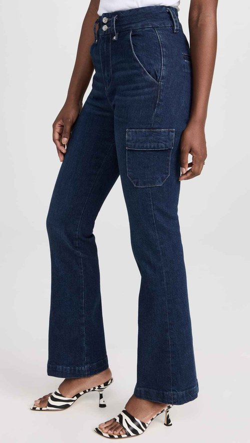 PAIGE Women's Dion 32" Jeans with Cargo Pockets, Gracie Lou, Blue, 32
