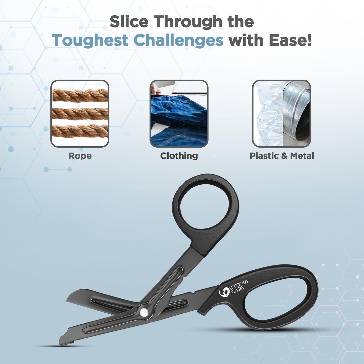 Utopia Care Medical Scissors Pack of 2, Stainless Steel EMT Trauma Shears for Nurses, Bandage Scissors with Stainless Steel Blades, All Purpose Surgical Shears, Black