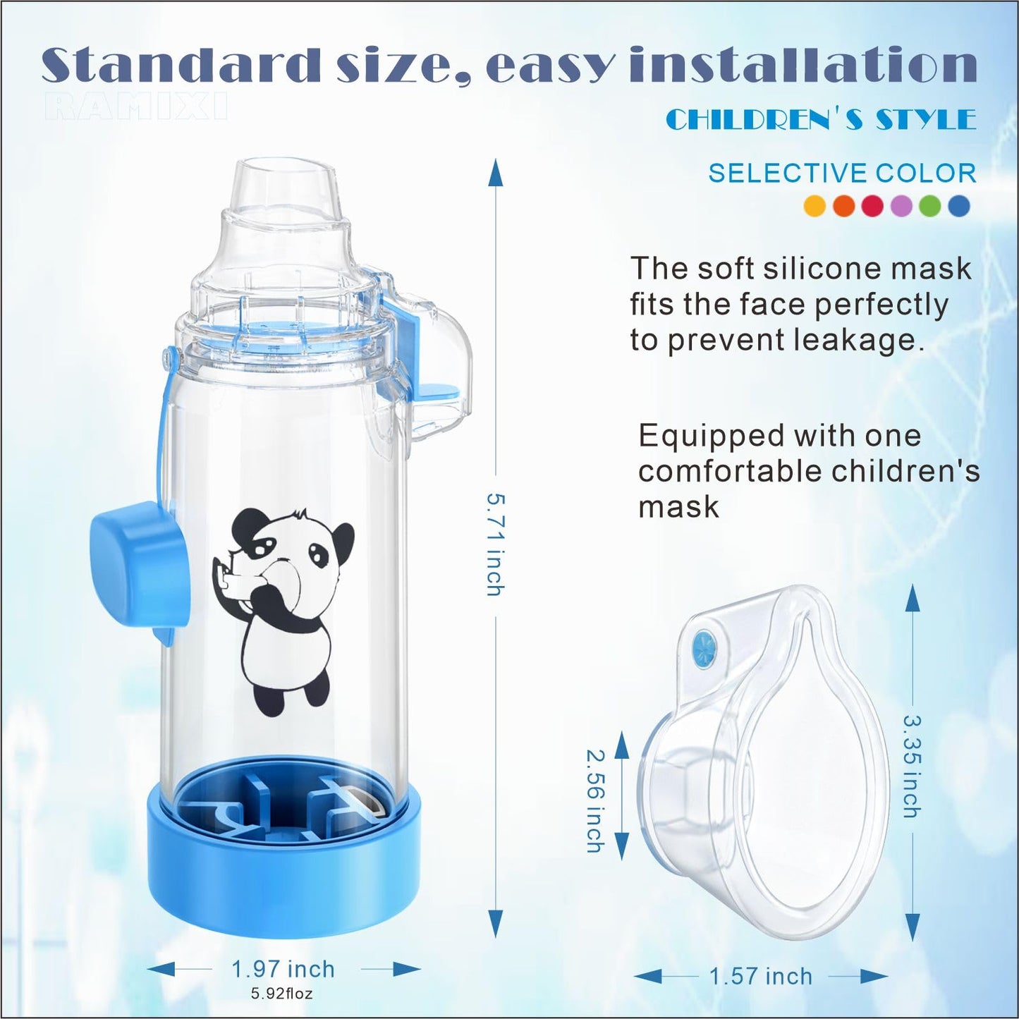 Ramixi Inhaler Spacer for Adult and Kids NESSI OTC SPACER (Panda/Orange/Kids)