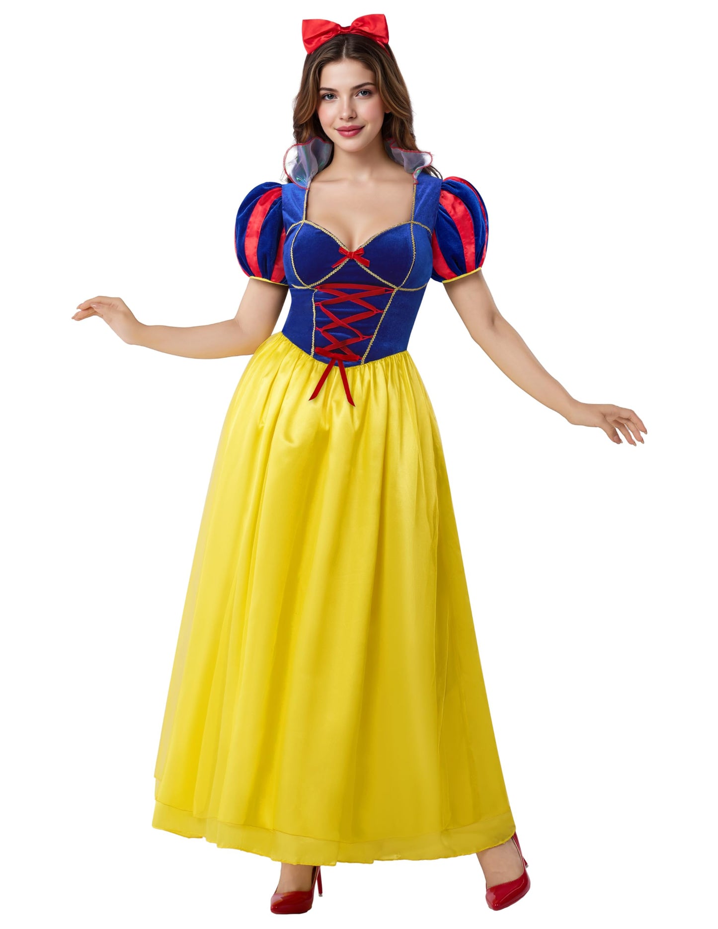Spooktacular Creations Snow Princess Costume for Women, Adult Princess Halloween Costume with Headwear Deluxe Outfit for Birthday Cosplay Parties, S