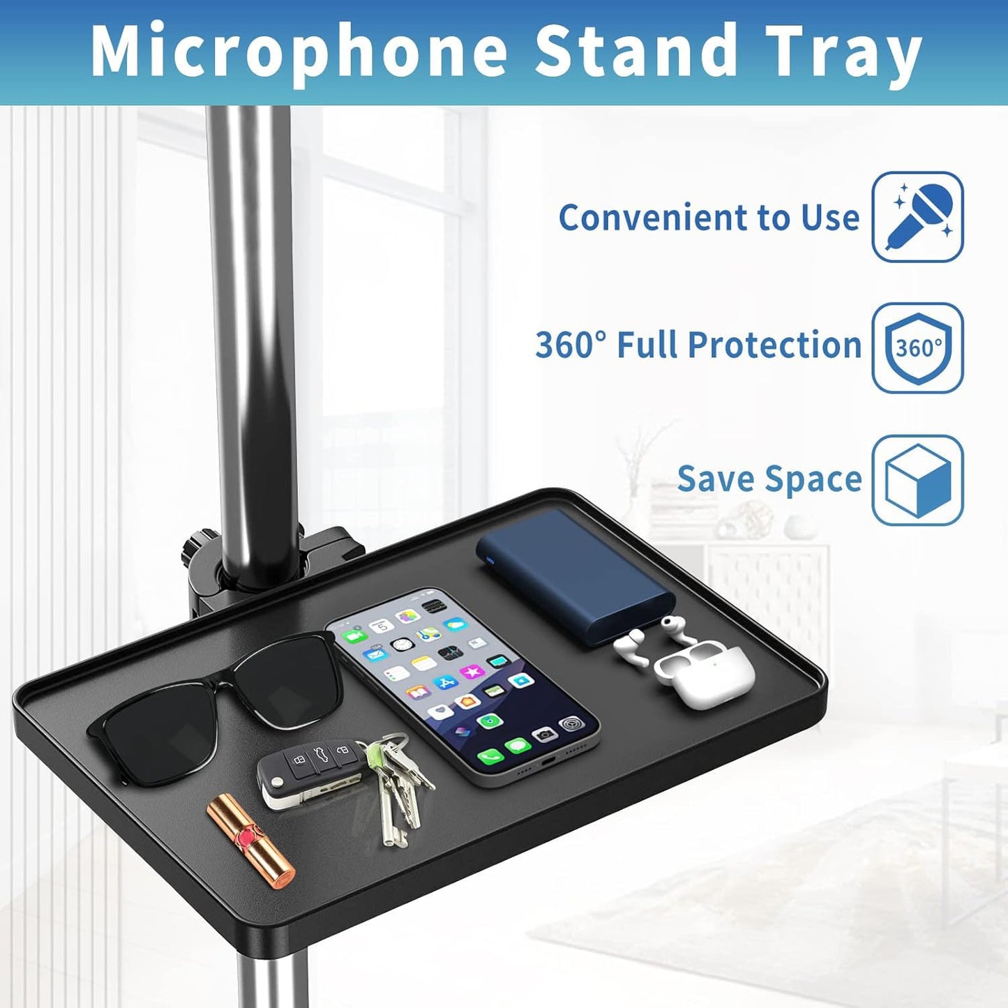 Toyvian Mobile Phone Live Tripod Microphone Sound Card Tray 9.44 X 6.88 Inch Stable Microphone Stand Tray For Live Streaming Kar
