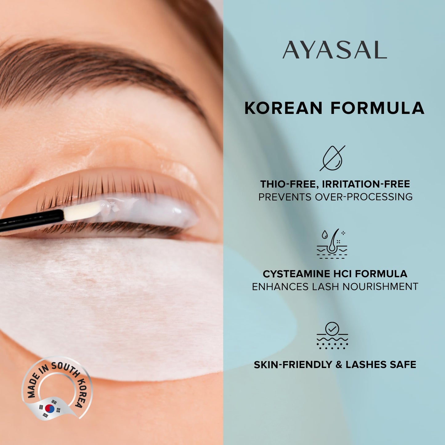 AYASAL Korean Lash Lift Kit: Thio-Free Eyelash Perm Formula for Safe & Long-Lasting Natural Curl - Self Lash Lifting DIY Set for Salon-Quality Results at Home