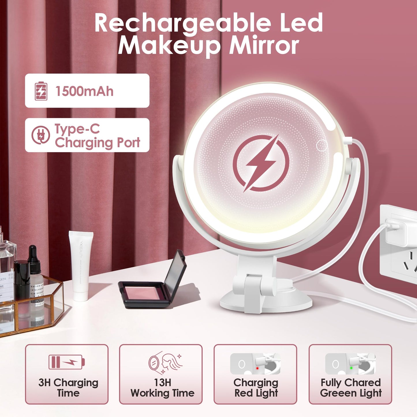 30X/1X Magnifying Mirror Suction Cup with Powerful Locking, Wall Mounted Makeup Mirror, Shaving Mirror for Bathroom, Detachable