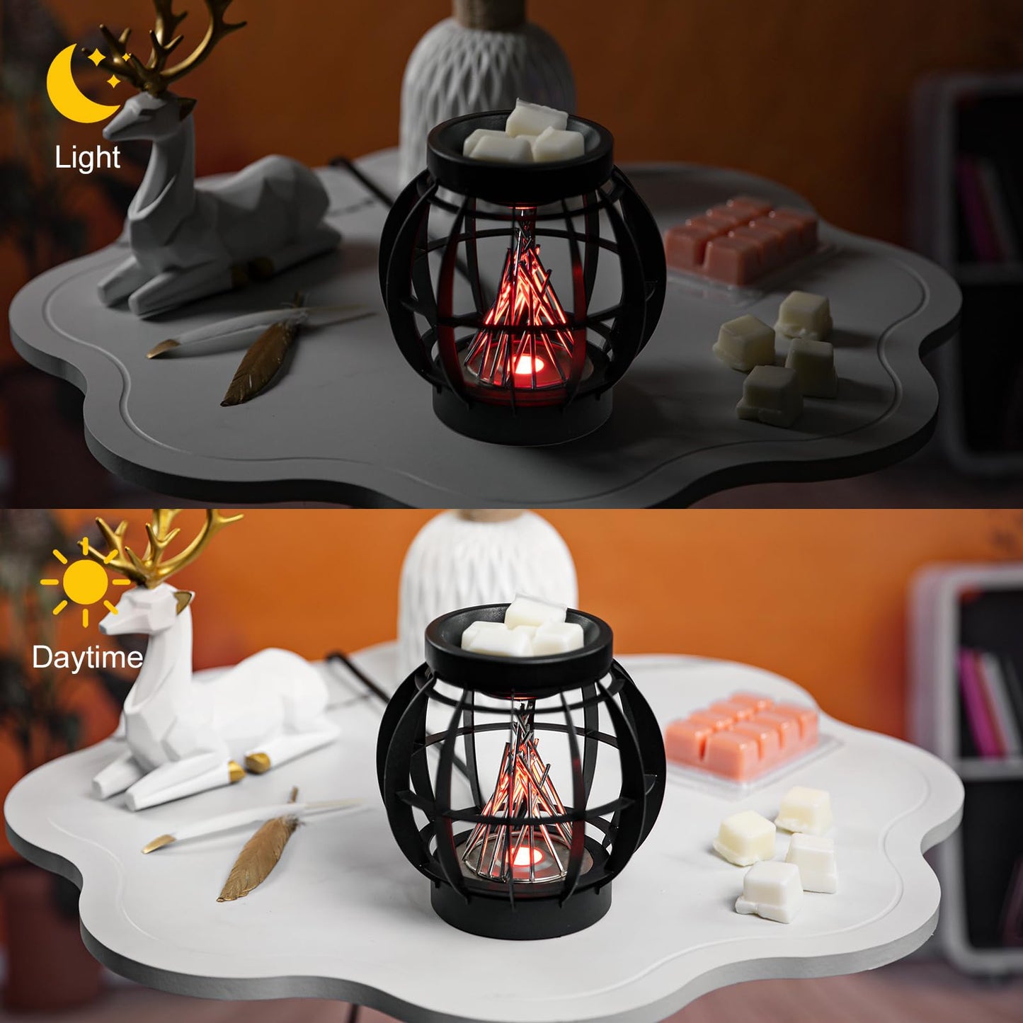 GXD Campfire Wax Warmer,Full Metal Wax Melt Warmer,Wax Warmer with Breathing Light,Wax Warmer for Scented Wax,Candle Wax Burner Fragrance Warmer for Home Decor Office,Birthday Gifts(timing switch)