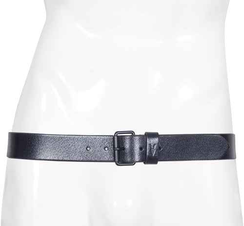 AllSaints Men's 1.5 Inch Flat Strap Leather, Casual Belt with Matte Metal Buckle, Black, 30