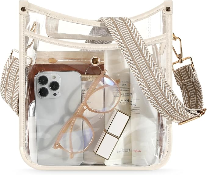 MoKo Clear Tote Bag, Large Capacity Handbags with 2 Pockets, Waterproof PVC Tote Bags for Women, Clear Bag for Stadium Events