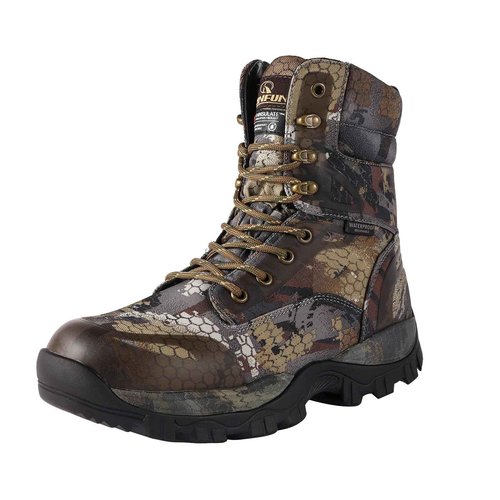 R RUNFUN Men's Hunting Boots Waterproof Hiking Boots Insulated Work Boot, 8" Lightweight Breathable Outdoor Shoes, 400g Insulation(RF2304Gray,Size9)