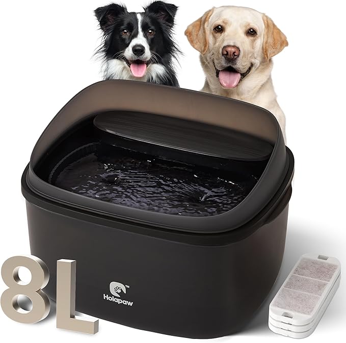 HOLAPAW Dog Water Fountain for Large Dogs, 2.1Gal/8L Dog Water Bowl Dispenser, No Spill Automatic Pet Water Fountain for D...