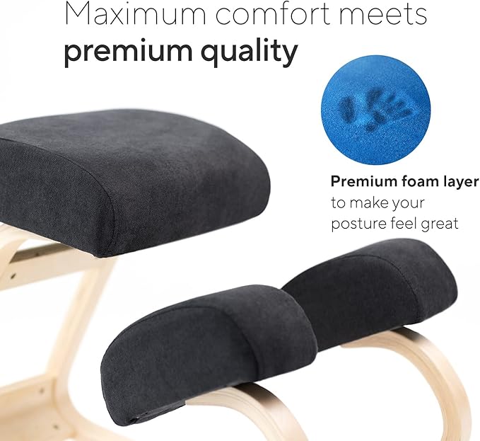 Luxton Home Ergonomic Kneeling Chair with Extra Padding - Posture Support Comfortable Desk Chair - Angled Rocking Stool & Balancing Seat - Natural Relief for Neck or Back Pain (with Extra Padding)