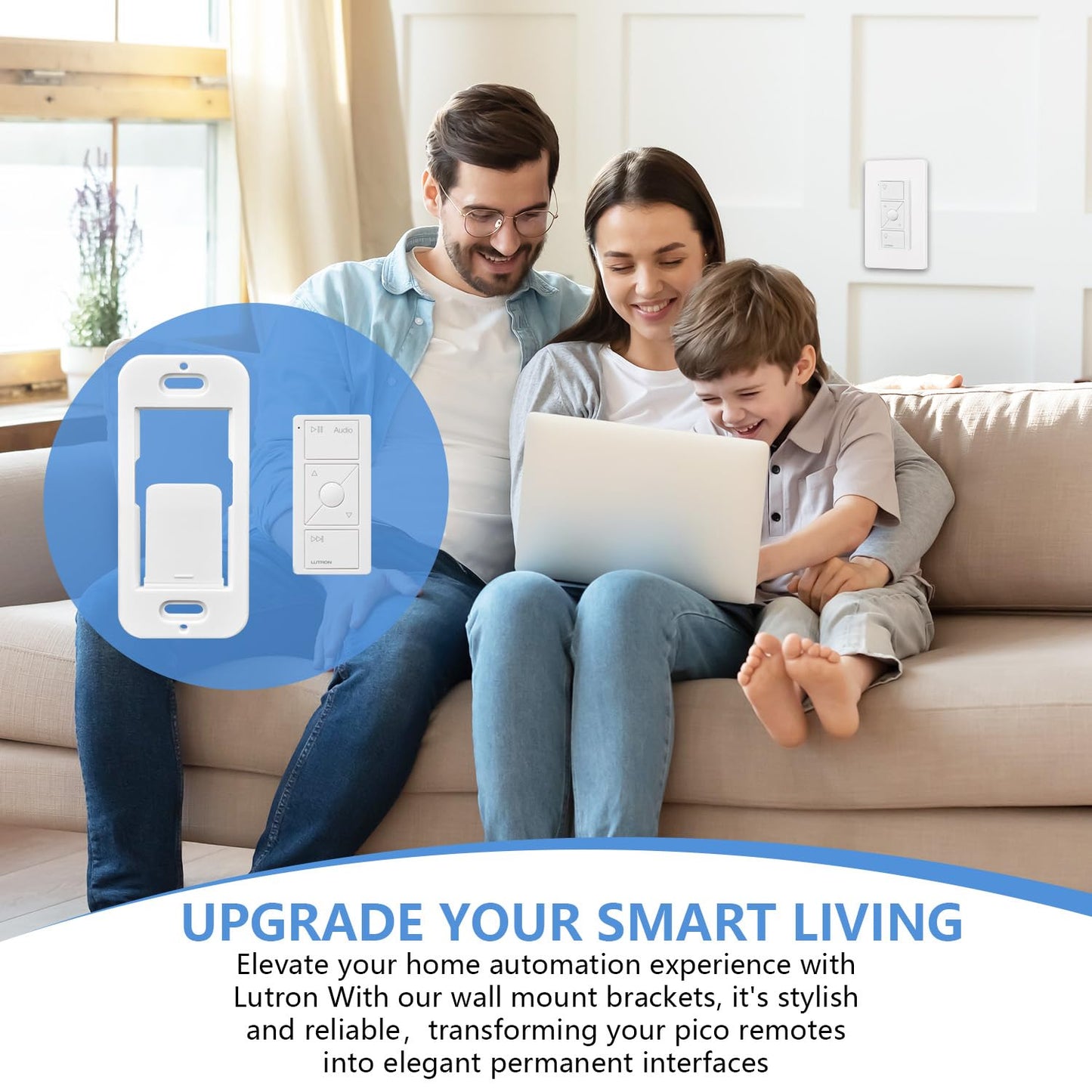 Wallplate Brackets for Lutron Caseta Pico Remote, 4-Pack Seamless Remote Snap-in Installation Wall Bracket for Lutron Smart Switch, Durable Wall Mount Design Compatible With Lutron Pico Remote