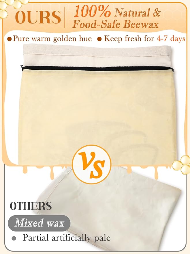 ANPHSIN 2 pcs Natural Beeswax Bread Bags with Sealing Zipper - 13''x16.7'' Reusable Sourdough Storage Wraps for Homemade Bread, Keeping Food Fresh, Gifts for People Who Love Baking, 2 Patterns