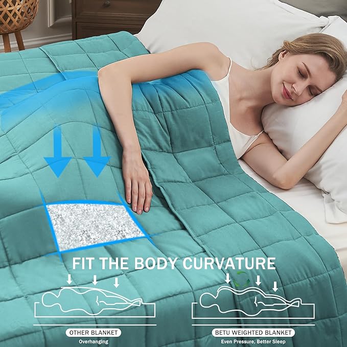 Teal Weighted Blanket for Adults 20lbs, 48"x72", Twin Full Size Cooling Heavy Throw Blanket for 130-220lbs, Microfiber Soft Thick Big Blankets Weighted Comforter Breathable Gift for Sleeping