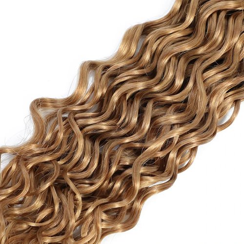 Color #27 Honey Blonde Water Wave Human Hair Bundles 22 24 26 Inch Brazilian Remy Hair Extensions - Wet and Wavy