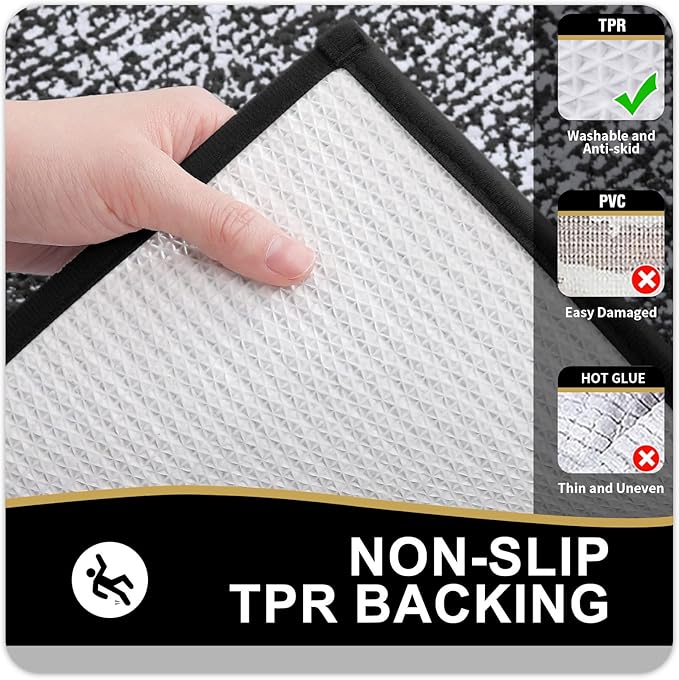OLANLY Bathroom Rugs 44x24, Extra Soft and Absorbent Microfiber Bath Mat, Non-Slip, Machine Washable, Quick Dry Shaggy Bath Carpet, Suitable for Bathroom Floor, Tub, Shower (Runner, Black)