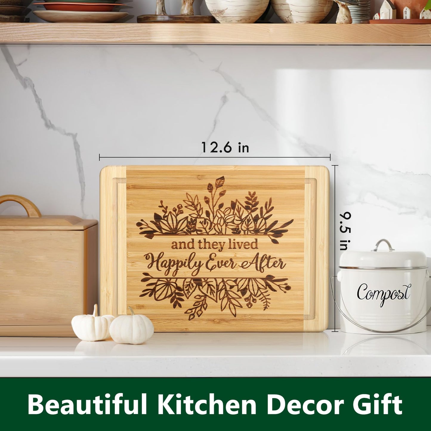 Wedding Gift for Couple 2025, Engraved Cutting Board Bridal Shower Gifts for Bride and Groom Engagement, They Lived Happily Ever After Marriage Cutting Board, Newlywed Wedding Gift for Couples