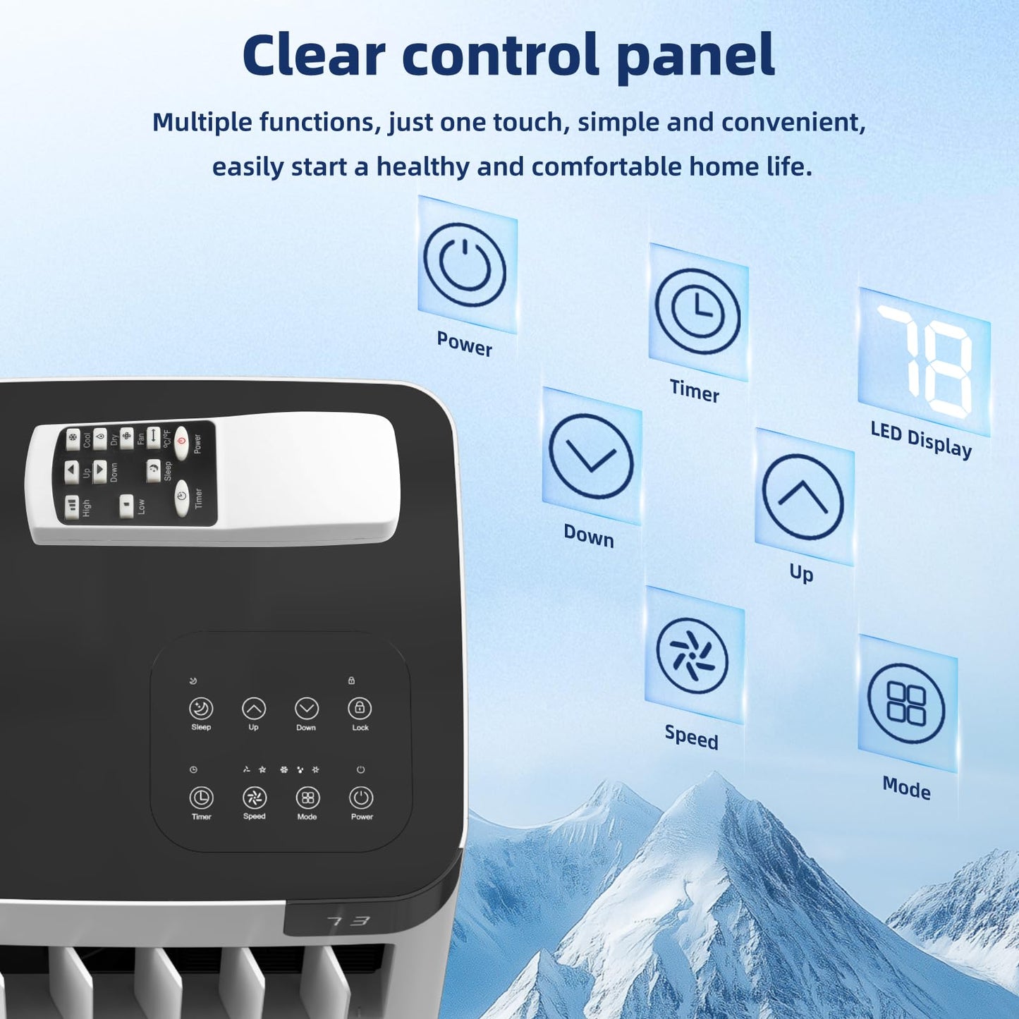 Antarctic Star Portable Air Conditioner 10000 BTU,5-in-1 AC Unit with Cool, Dehumidifier, Fan, Sleep & Timer Modes, Auto Swing, Child Lock, Cools Up to 450 Sq.Ft, Air Conditioner for Bedroom Apartment